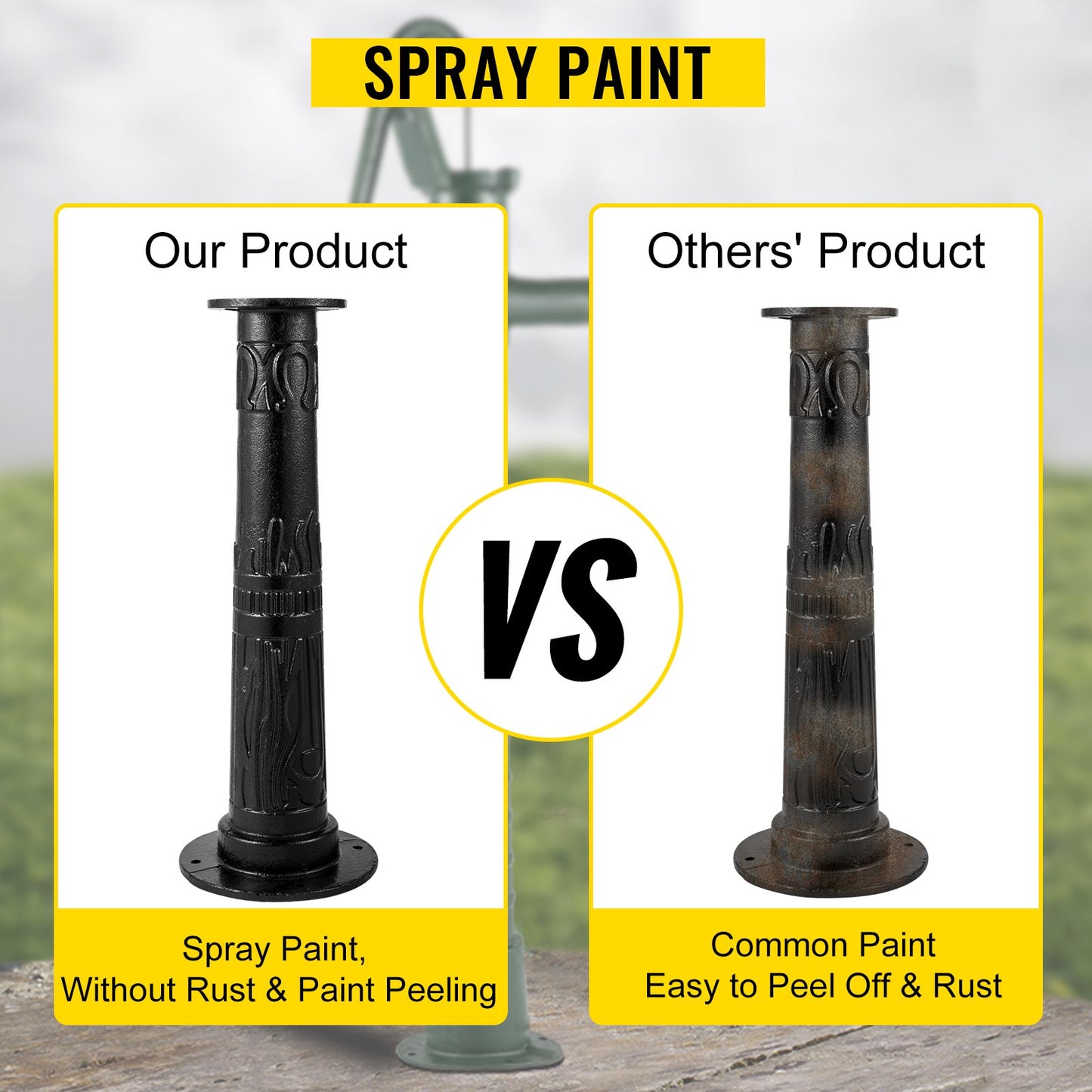 Antik handpumpstativ för vattenkanna, stativ för brunnspump i gjutjärn med förinställda 13 mm (0,5 tum) hål för enkel installation, gammaldags handpumpstativ för kanna, för hem, trädgård, damm, trädgård, utomhus, svart