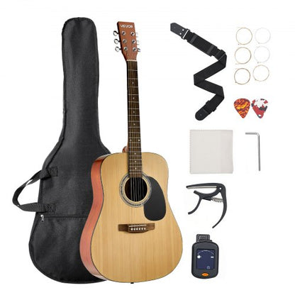 41 tum / 1041,4 mm Dreadnought Akustisk Gitarr Natural Nybörjarpaket Gigbag Vuxen