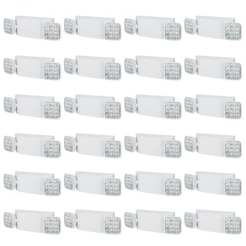 24-pack kommersiella nödbelysningsarmaturer, 3W, vita LED-nödutgångsbelysningsarmaturer med 180 minuters backupbatteri, justerbart fyrkantigt LED-huvud, tak- eller väggmontering för strömavbrott i företag