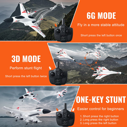 RC-flygplan, 2,4 GHz 4-kanaligt fjärrstyrt flygplan med 6-axlig gyrostabilisator, flygklart stridsflygplan med 2 batterier, lättflygt RC-glidflygplan för vuxna barn nybörjare pojkar