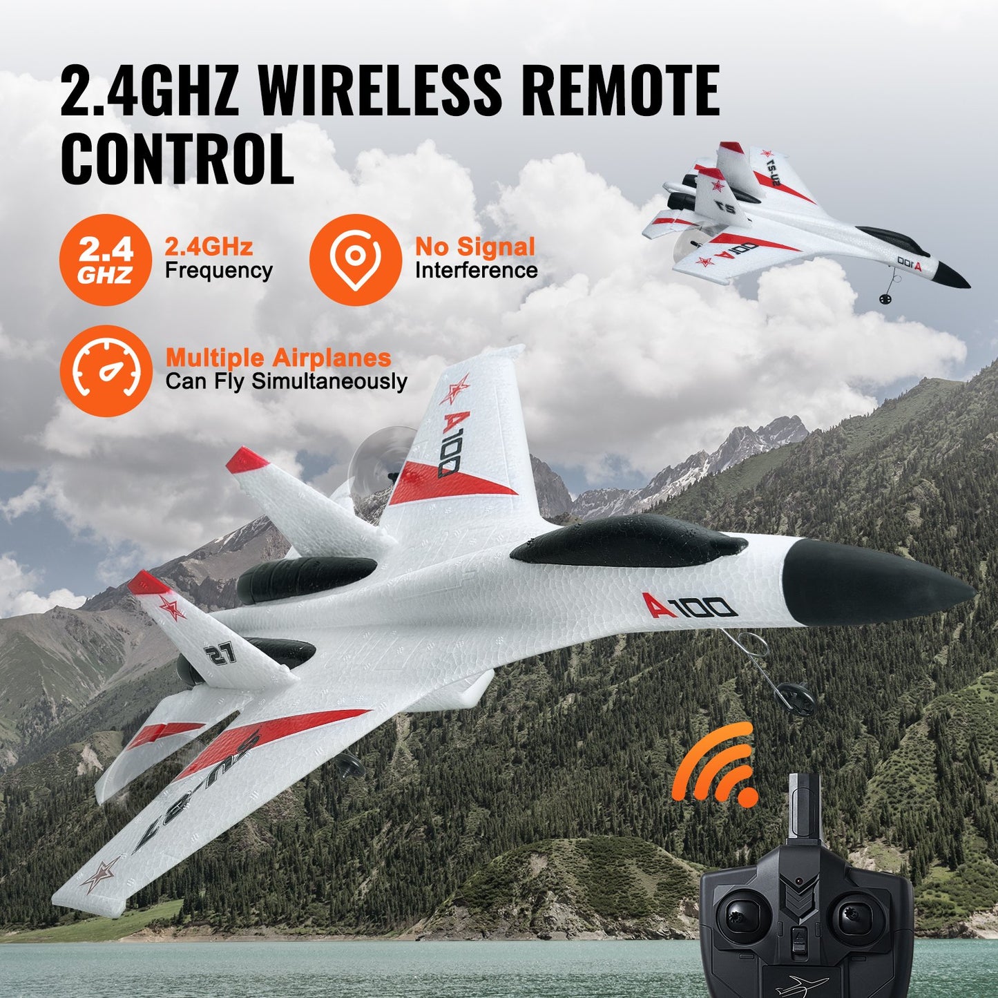 RC-flygplan, 2,4 GHz 4-kanaligt fjärrstyrt flygplan med 6-axlig gyrostabilisator, flygklart stridsflygplan med 2 batterier, lättflygt RC-glidflygplan för vuxna barn nybörjare pojkar