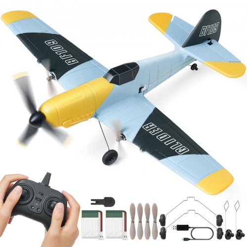 RC-flygplan, 2,4 GHz 3-kanaligt fjärrstyrt flygplan med 6-axlig gyrostabilisator, flygklart stridsflygplan med 2 batterier, lättflygt RC-glidflygplan för vuxna barn nybörjare pojkar