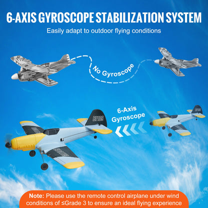RC-flygplan, 2,4 GHz 3-kanaligt fjärrstyrt flygplan med 6-axlig gyrostabilisator, flygklart stridsflygplan med 2 batterier, lättflygt RC-glidflygplan för vuxna barn nybörjare pojkar