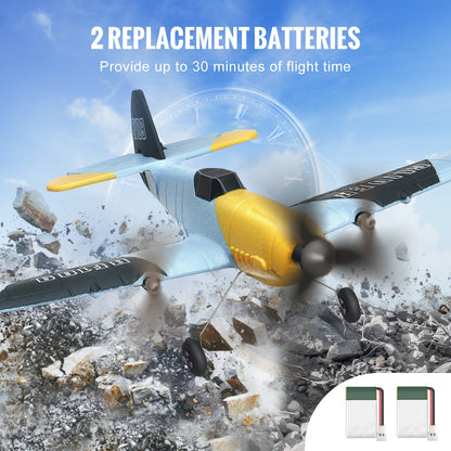 RC-flygplan, 2,4 GHz 3-kanaligt fjärrstyrt flygplan med 6-axlig gyrostabilisator, flygklart stridsflygplan med 2 batterier, lättflygt RC-glidflygplan för vuxna barn nybörjare pojkar