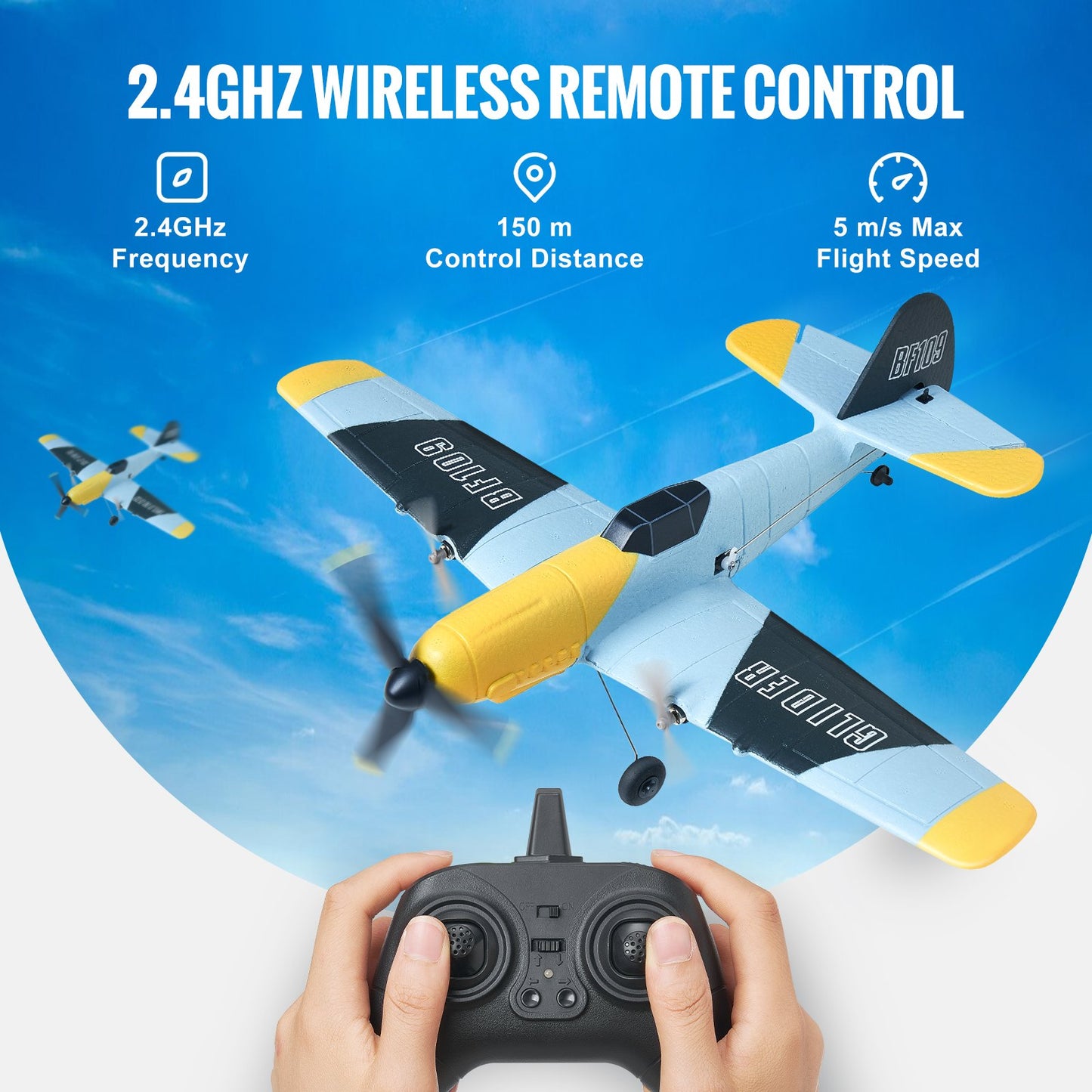 RC-flygplan, 2,4 GHz 3-kanaligt fjärrstyrt flygplan med 6-axlig gyrostabilisator, flygklart stridsflygplan med 2 batterier, lättflygt RC-glidflygplan för vuxna barn nybörjare pojkar