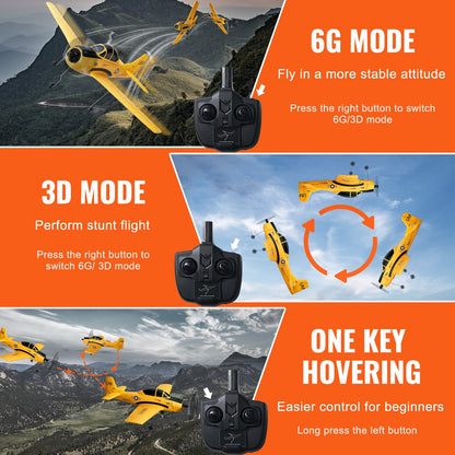 RC-flygplan, 2,4 GHz 4-kanaligt fjärrstyrt flygplan med 6-axlig gyrostabilisator, flygfärdigt träningsflygplan med 2 batterier, lättflygt RC-glidflygplan för vuxna barn nybörjare pojkar