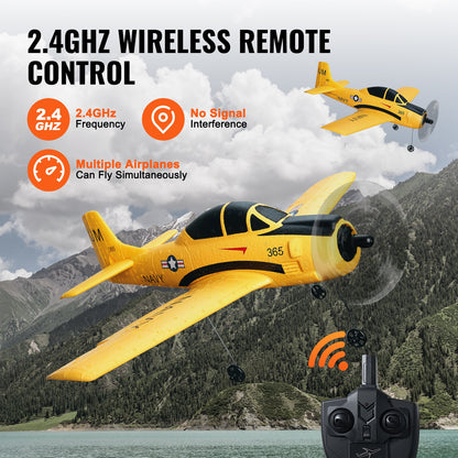 RC-flygplan, 2,4 GHz 4-kanaligt fjärrstyrt flygplan med 6-axlig gyrostabilisator, flygfärdigt träningsflygplan med 2 batterier, lättflygt RC-glidflygplan för vuxna barn nybörjare pojkar