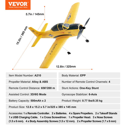 RC-flygplan, 2,4 GHz 4-kanaligt fjärrstyrt flygplan med 6-axlig gyrostabilisator, flygfärdigt träningsflygplan med 2 batterier, lättflygt RC-glidflygplan för vuxna barn nybörjare pojkar