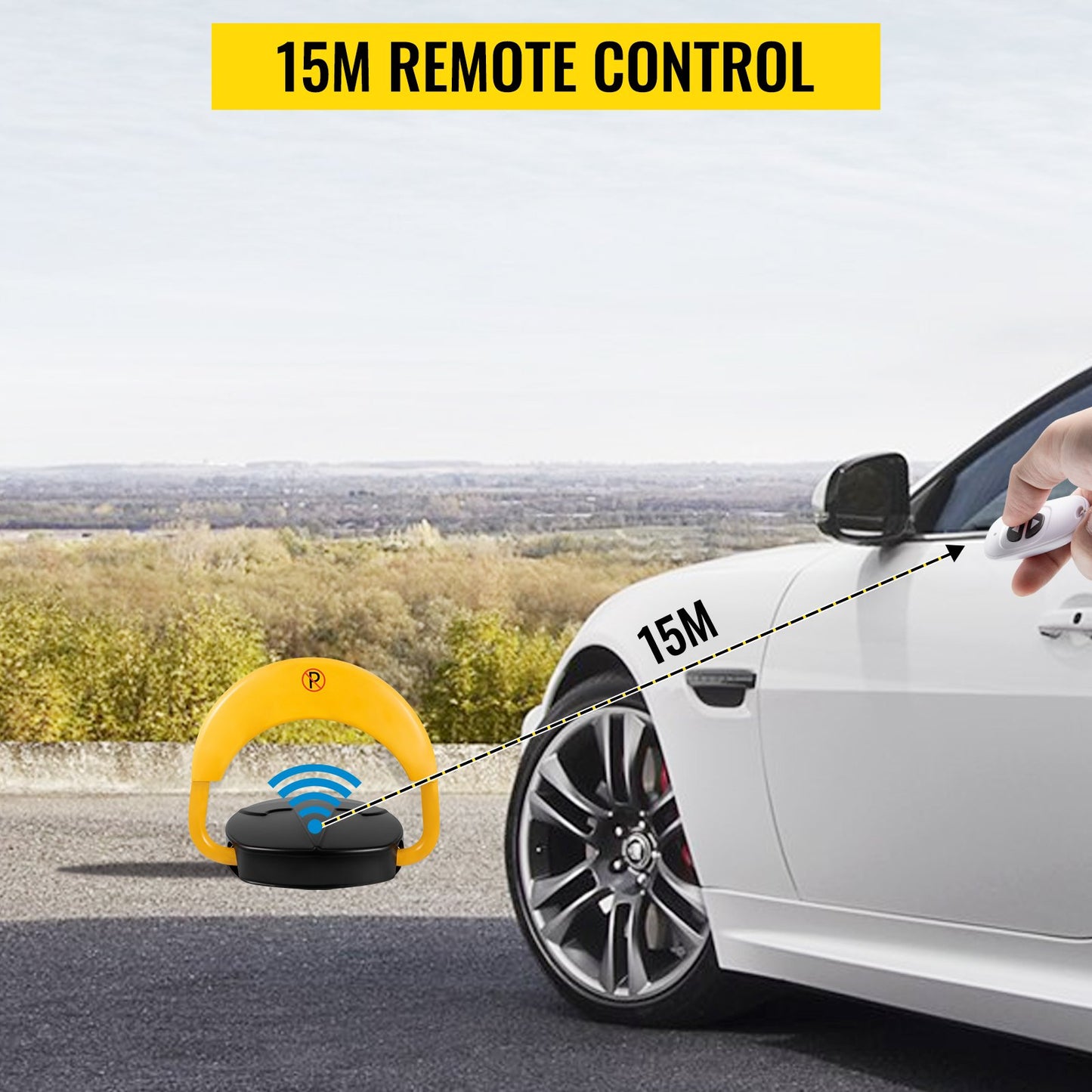 Mohana 20M automatiskt fjärrstyrt parkeringslås, carport automatisk parkeringsbarriär 98,5 FT privat parkeringslås platslås, parkeringsuppfartsskydd automatisk barriär fjärrstyrd…