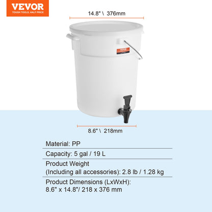 Beverage Dispenser, 5 Gallon Drink Dispensers for Parties, Plastic Juice Dispenser with Spigot and Lid, Iced Tea Lemonade Juice Water Dispenser, for Restaurants, Hotels, Parties