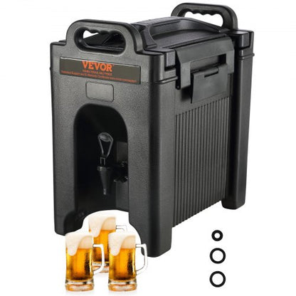 Insulated Beverage Dispenser, 9.5 L, Food-grade LDPE Hot and Cold Beverage Server, Thermal Drink Dispenser Cooler with 2.3 cm PU Layer Two-Stage Faucet Handle, for Restaurant Drink Shop