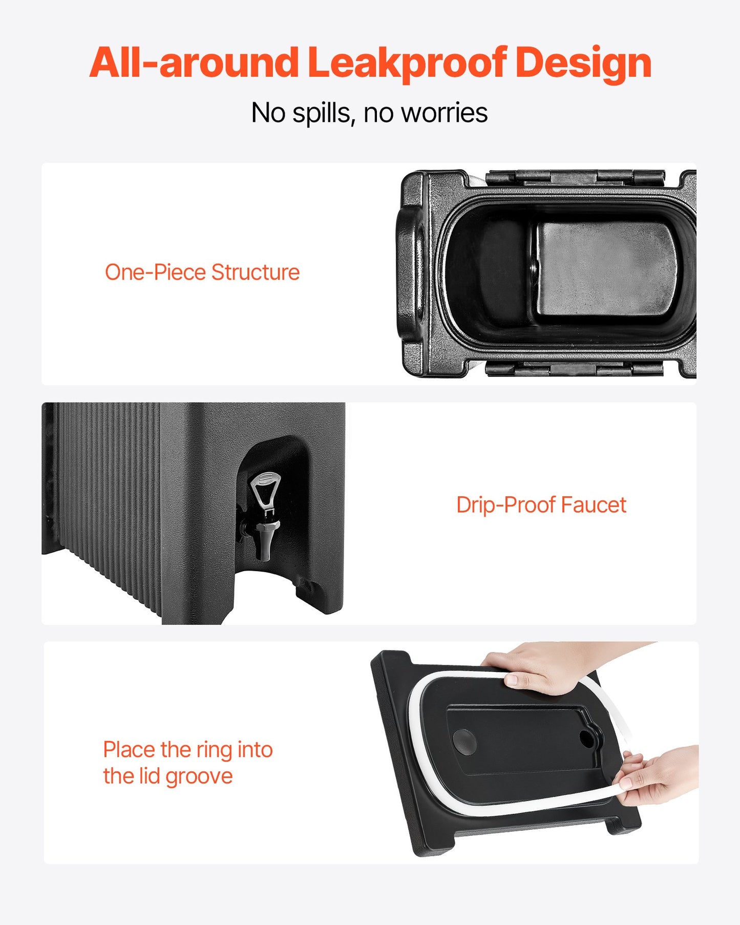 Isolerad dryckesdispenser, 19 liter/5 gallon för varma och kalla drycker med kran och handtag, livsmedelsklassad termisk dryckesdispenserkylare för te, kaffe, vatten på kaféer och restauranger, 2-pack, svart