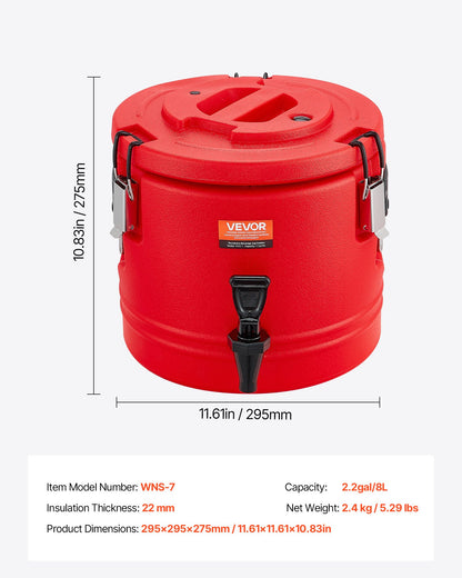 Isolerad dryckesdispenser, 2,2 gal/8 l termisk serveringsbehållare för varma och kalla drycker med kran, livsmedelsklassad kylkanna med insida i 304 rostfritt stål, för te, kaffe, restaurang, utomhusbruk