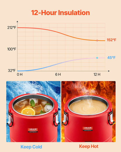 Isolerad dryckesdispenser, 3 gal/11,4 l termisk serveringsbehållare för varma och kalla drycker med kran, livsmedelsklassad kylkanna med insida i 304 rostfritt stål, för te, kaffe, restaurang, utomhusbruk