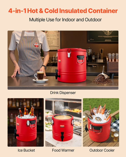 Isolerad dryckesdispenser, 8 gal/30,3 l termisk serveringskanna för varma och kalla drycker med kran, livsmedelsklassad kylkanna med insida i 304 rostfritt stål, för te, kaffe, restaurang, utomhusbruk