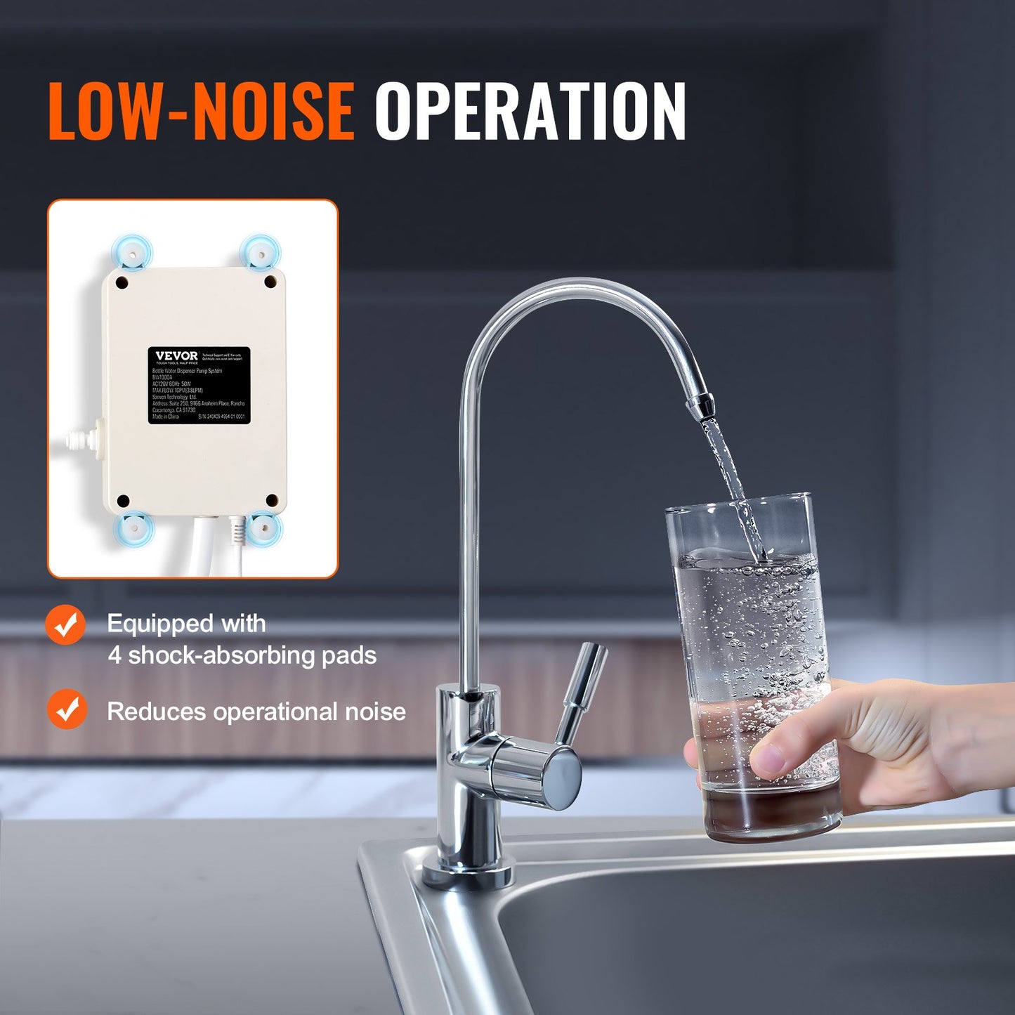 Water Bottle Pump System 3.8 L/min 40 Psi Water Dispenser Pump With 609.6 cm Pe Pipe