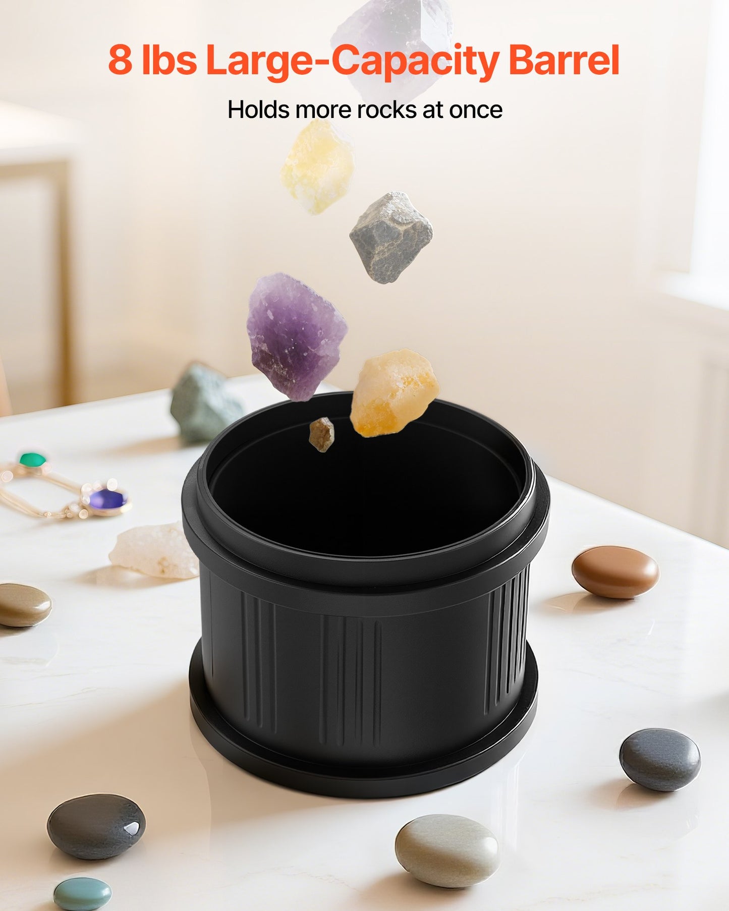 Stenputsarkit, 3,4 kg stenpoleringskit, 4 hastighetsinställningar, 9-dagars poleringstimer, stenpoleringskit, dubbeltrummig stenpolerare med adapter, stenpolerare för vuxna och barn