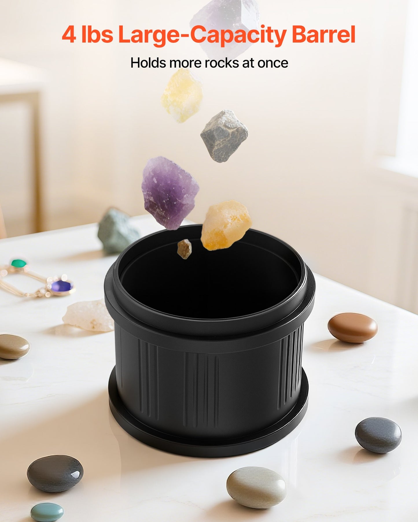 Stenputsarkit, stenpoleringskit, 4 hastighetsinställningar, 9-dagars poleringstimer, stenpoleringskit, remfri stenpolerare med adapter och överbelastningsskydd, stenpolerare för vuxna och barn