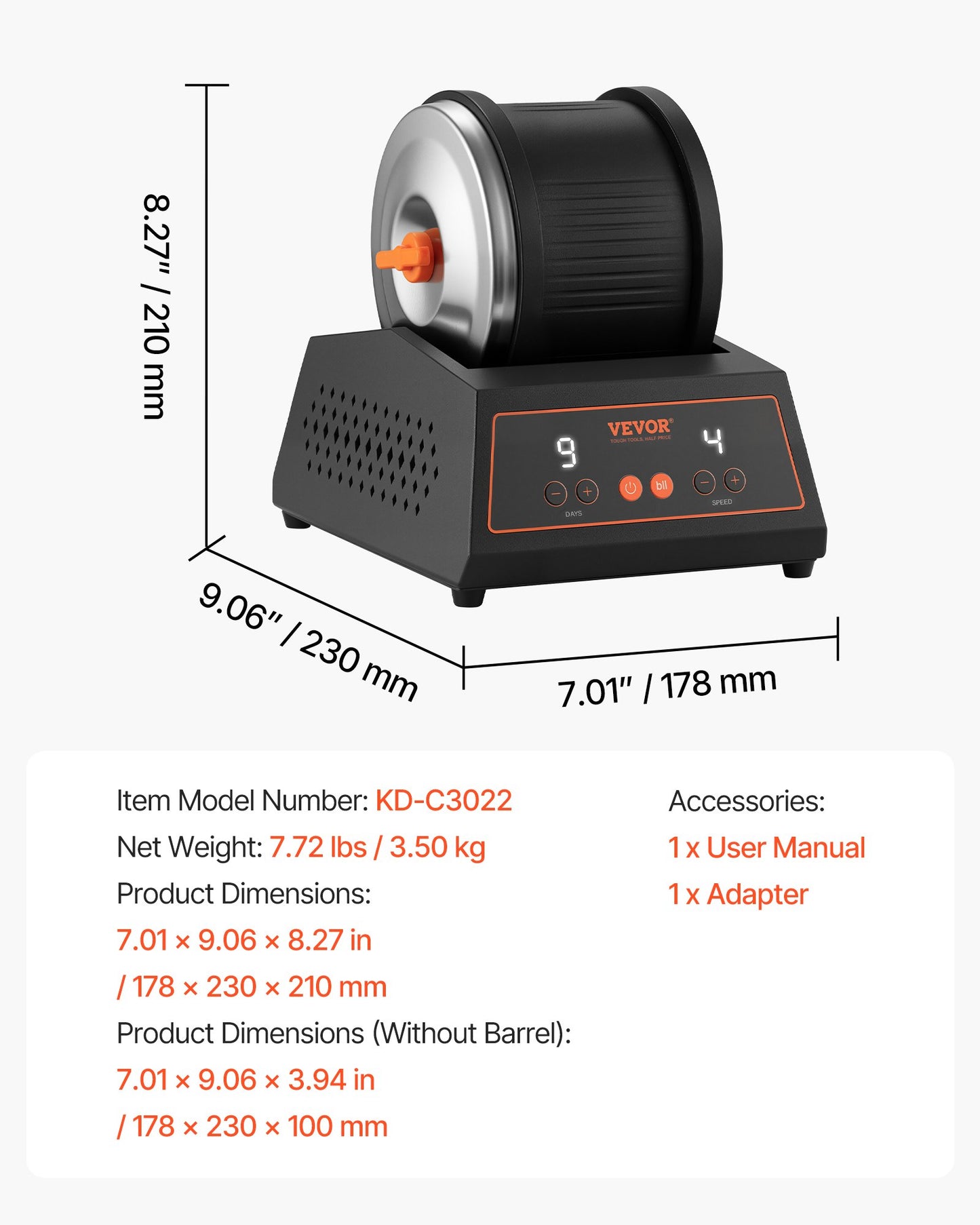 Stenputsarkit, stenpoleringskit, 4 hastighetsinställningar, 9-dagars poleringstimer, stenpoleringskit, remfri stenpolerare med adapter och överbelastningsskydd, stenpolerare för vuxna och barn