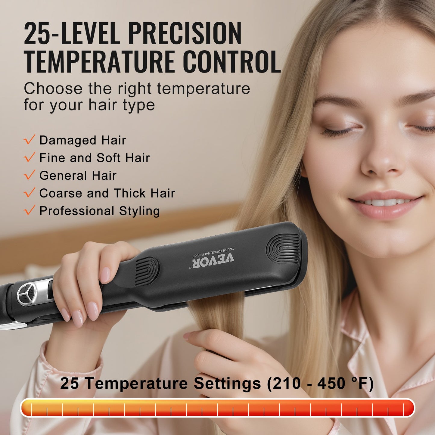 Hårplattång, 1,5-tums titanplattång, hårplattång med negativa joner, LCD-skärm och 25 temperaturnivåer - 100°C till 230°C, snabbvärmande hårtång för salong, hemmabruk på resor