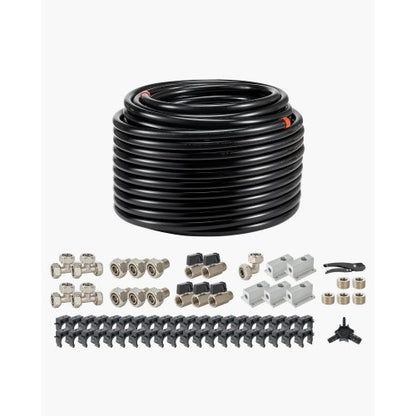 Luftkompressorledningssats, 61 m x 1,5 mm, HDPE-aluminium tryckluftsrörssystem, läckagesäker och enkel att installera, tryckluftsledningssats för garage och verkstäder, svart