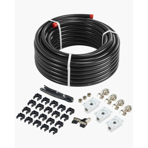 Luftkompressorledningssats, 100FT x 3/4", HDPE-aluminium tryckluftsrörssystem, läckagesäkert, tryckbeständigt och enkelt att installera, tryckluftsledningssats för garage, verkstäder, svart