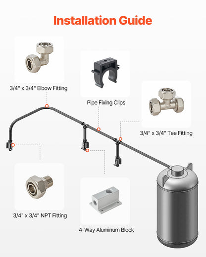 Luftkompressorledningssats, 100FT x 3/4", HDPE-aluminium tryckluftsrörssystem, läckagesäkert, tryckbeständigt och enkelt att installera, tryckluftsledningssats för garage, verkstäder, svart