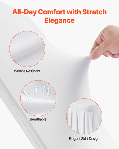 30 st vita stolsöverdrag, polyesterspandex stolsöverdrag, stretchöverdrag för bröllopsfest, middag, bankett, platt front, passar stolsmått upp till 20,08 x 17,72 x 37,4 tum
