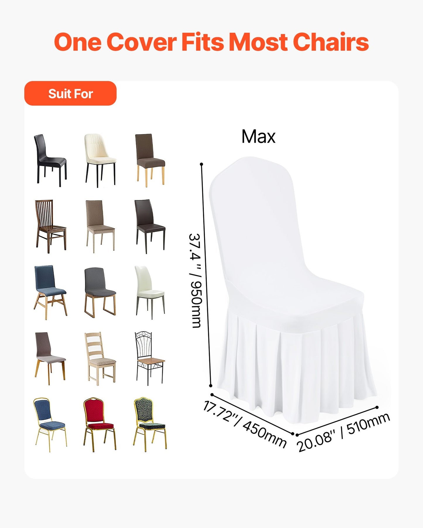 30 st vita stolsöverdrag, polyesterspandex stolsöverdrag, stretchöverdrag för bröllopsfest, middag, bankett, platt front, passar stolsmått upp till 20,08 x 17,72 x 37,4 tum