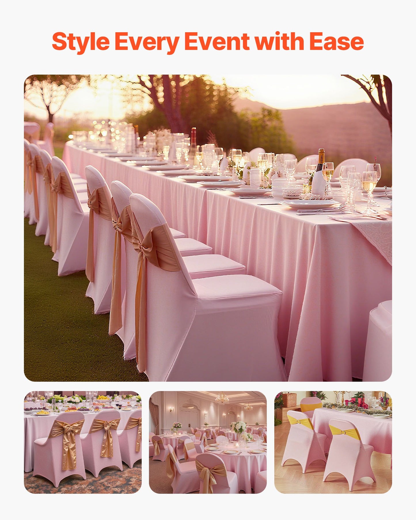 50 st. rosa stolsöverdrag, polyester-spandex stolsöverdrag, stretchöverdrag för bröllopsfest, middag, bankett, platt front, passar stolsmått upp till 17,72 x 18,11 x 30,31 tum
