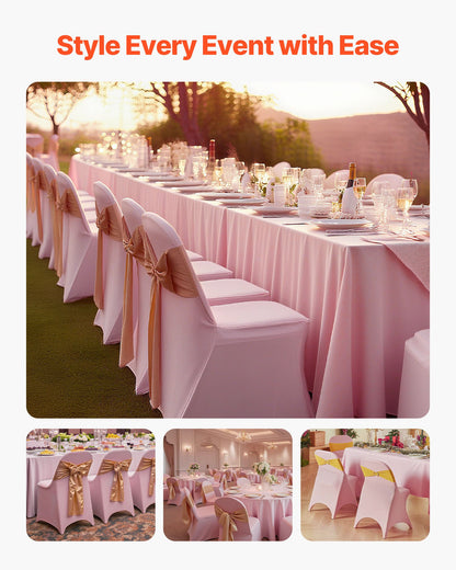 50 st. rosa stolsöverdrag, polyester-spandex stolsöverdrag, stretchöverdrag för bröllopsfest, middag, bankett, platt front, passar stolsmått upp till 17,72 x 18,11 x 30,31 tum