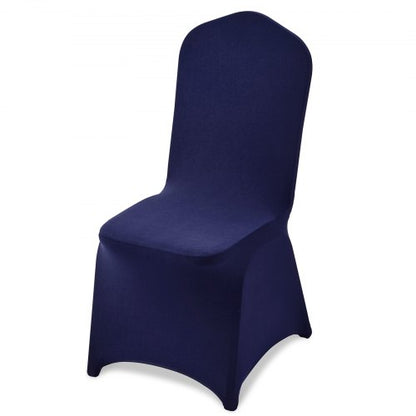 50 st. marinblå stolsöverdrag, polyester-spandex stolsöverdrag, stretchöverdrag för bröllopsfest, middag, bankett, platt front, passar stolsmått upp till 20,08 x 17,72 x 37,4 tum