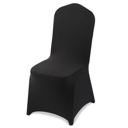 100 st svarta stolsöverdrag, polyesterspandex stolsöverdrag, stretchöverdrag för bröllopsfest, middag, bankett, platt front, passar stolsmått upp till 20,08 x 17,72 x 37,4 tum