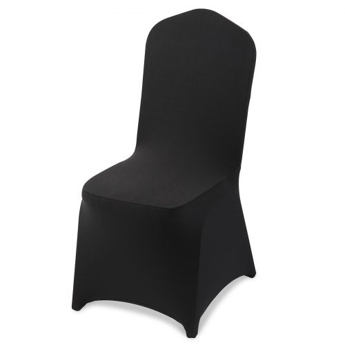 150 st svarta stolsöverdrag, polyester-spandex stolsöverdrag, stretchöverdrag för bröllopsfest, middag, bankett, platt front, passar stolsmått upp till 20,08 x 17,72 x 37,4 tum