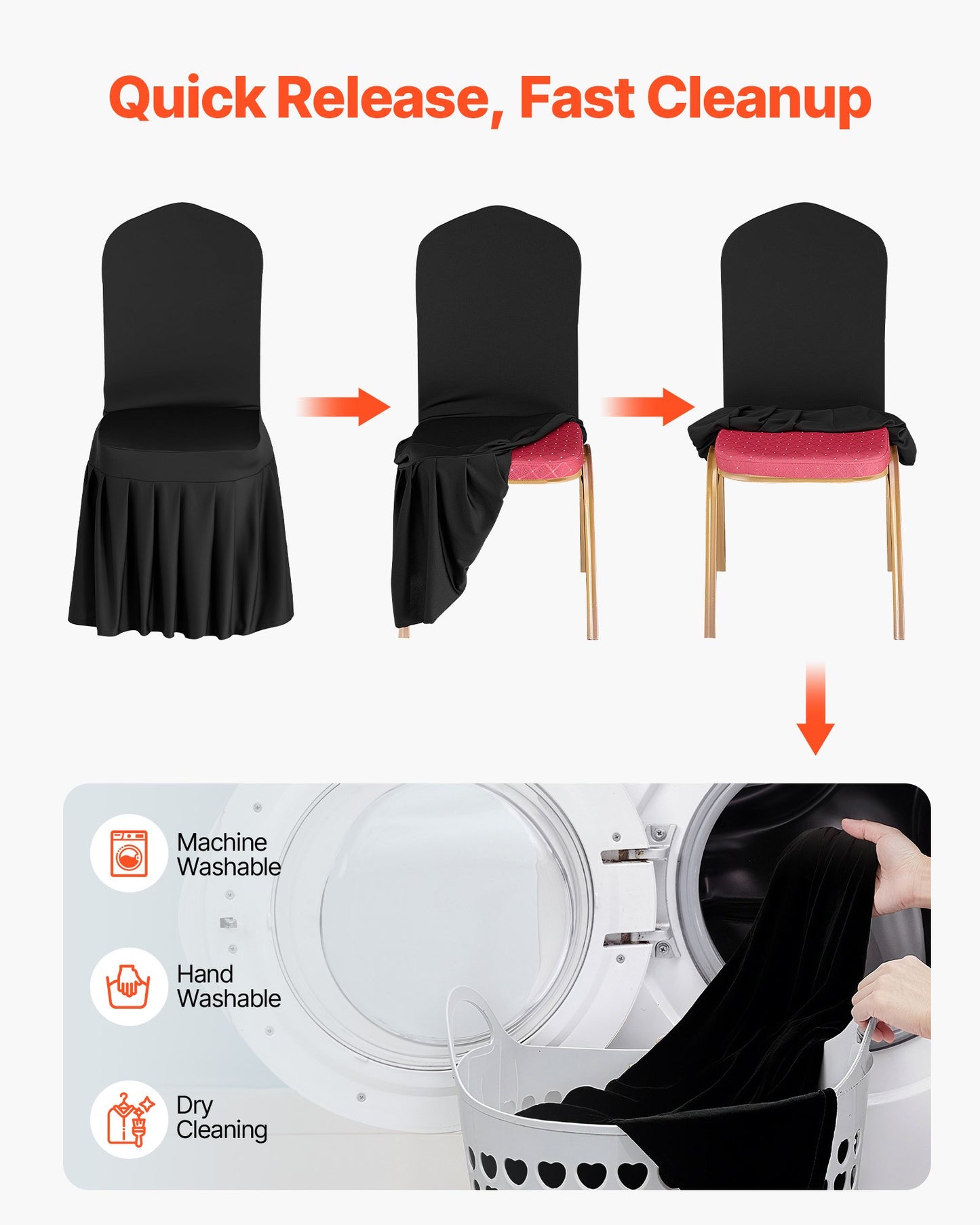 30 st svarta stolsöverdrag, polyester-spandex stolsöverdrag, stretchöverdrag för bröllopsfest, middag, bankett, platt front, passar stolsmått upp till 20,08 x 17,72 x 37,4 tum