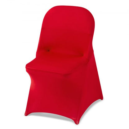 50 st röda stolsöverdrag, polyesterspandex stolsöverdrag, stretchöverdrag för bröllopsfest, middag, bankett, platt front, passar stolsmått upp till 17,72 x 18,11 x 30,31 tum