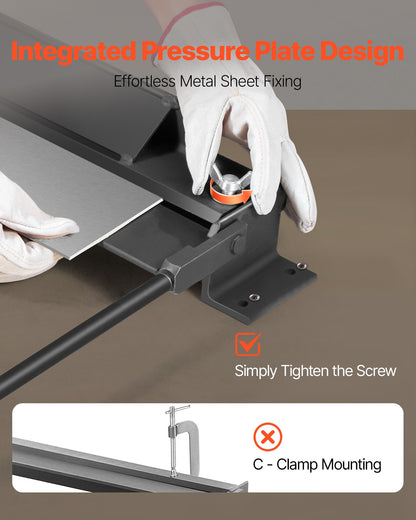 Låd- och panbroms, 762 mm/30 tum plåtbockningsbroms, 18-gauge kapacitet, 0-135 graders justerbar, metallbockningsmaskin, vinglar inte, kraftig aluminiumvikmaskin för exakt batchbockning