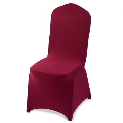 50 st. vinröda stolsöverdrag, polyester-spandex stolsöverdrag, stretchöverdrag för bröllopsfest, middag, bankett, platt front, passar stolsmått upp till 20,08 x 17,72 x 37,4 tum
