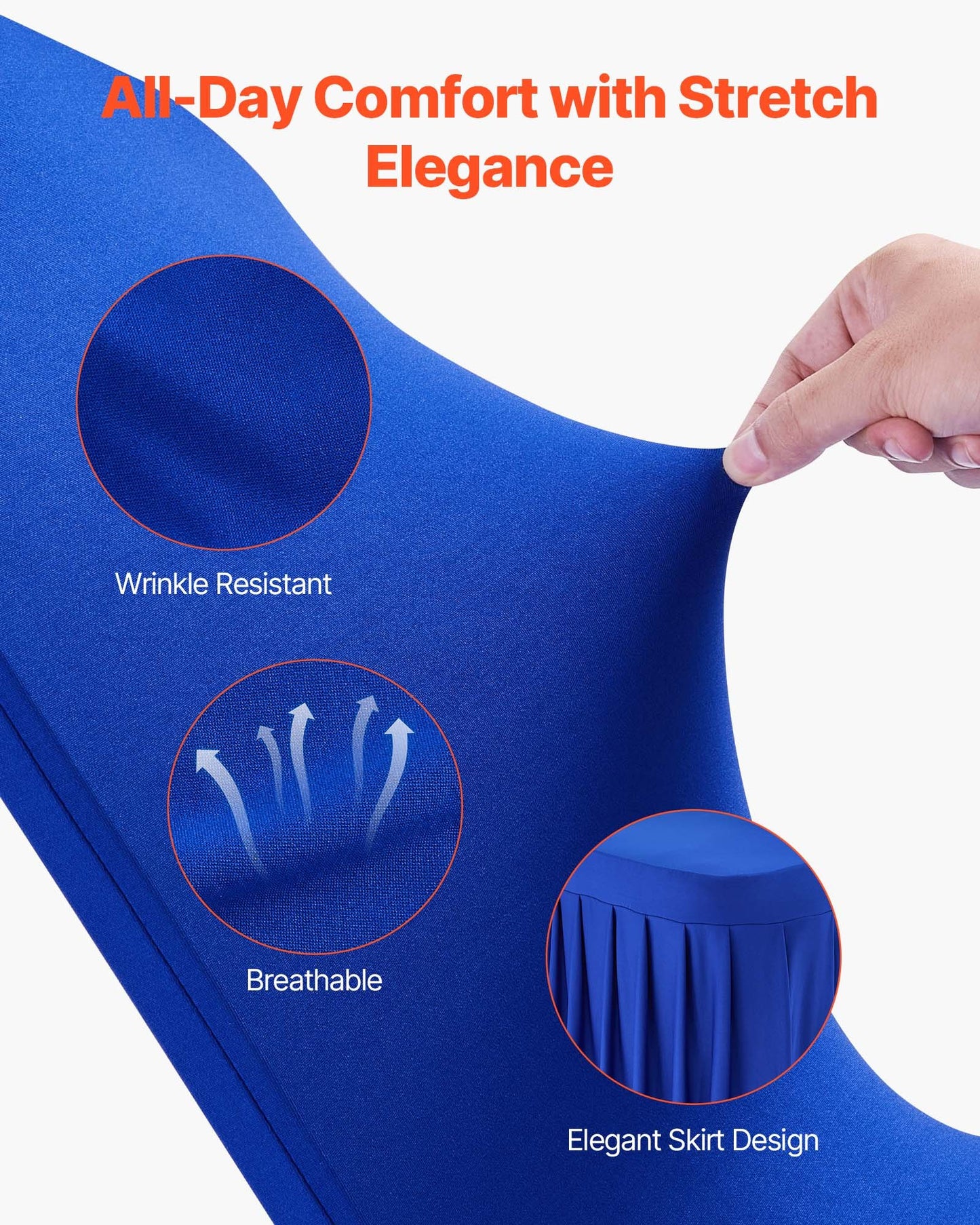 30 st blå stolsöverdrag, polyester-spandex stolsöverdrag, stretchöverdrag för bröllopsfest, middag, bankett, platt front, passar stolsmått upp till 20,08 x 17,72 x 37,4 tum