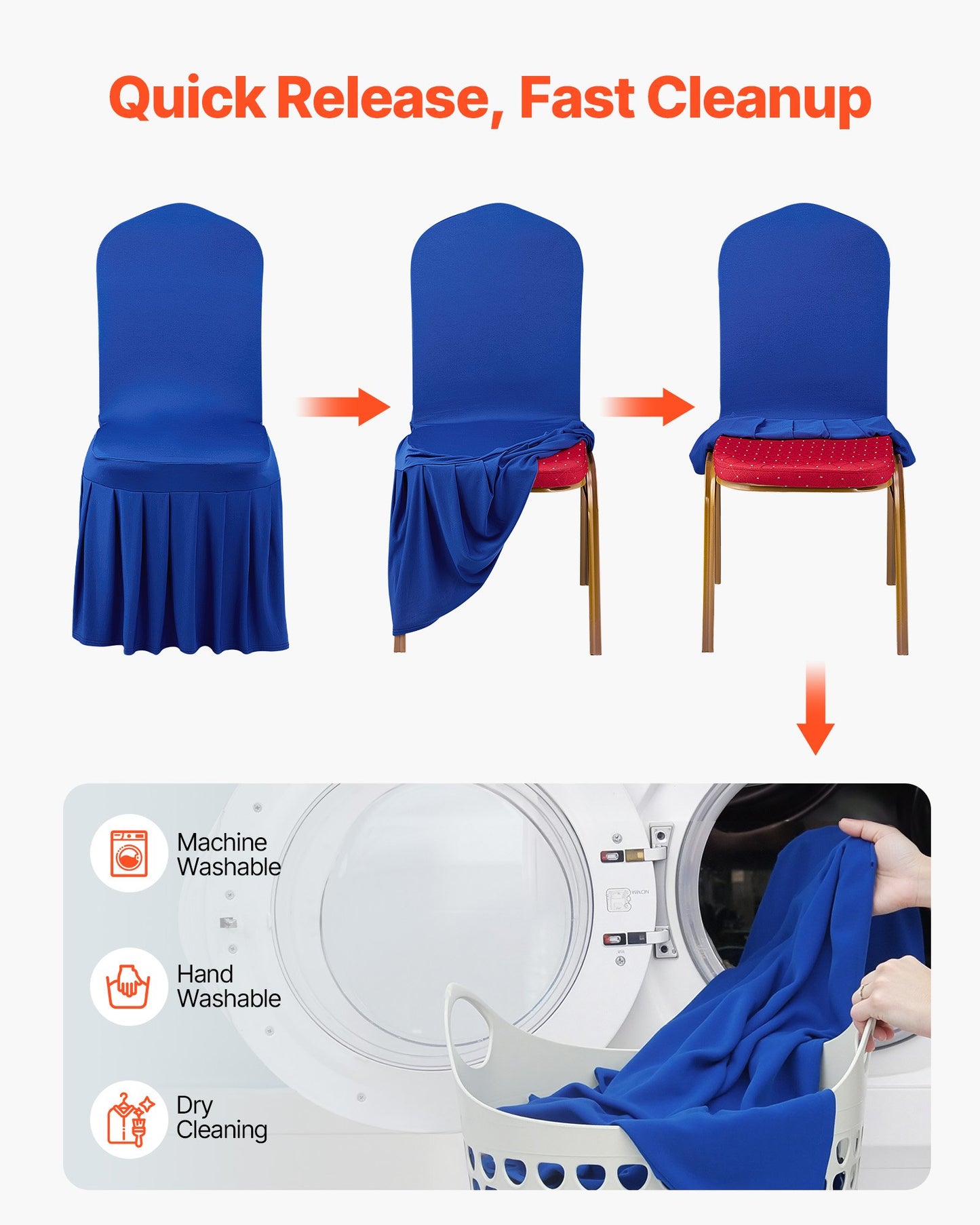 30 st blå stolsöverdrag, polyester-spandex stolsöverdrag, stretchöverdrag för bröllopsfest, middag, bankett, platt front, passar stolsmått upp till 20,08 x 17,72 x 37,4 tum