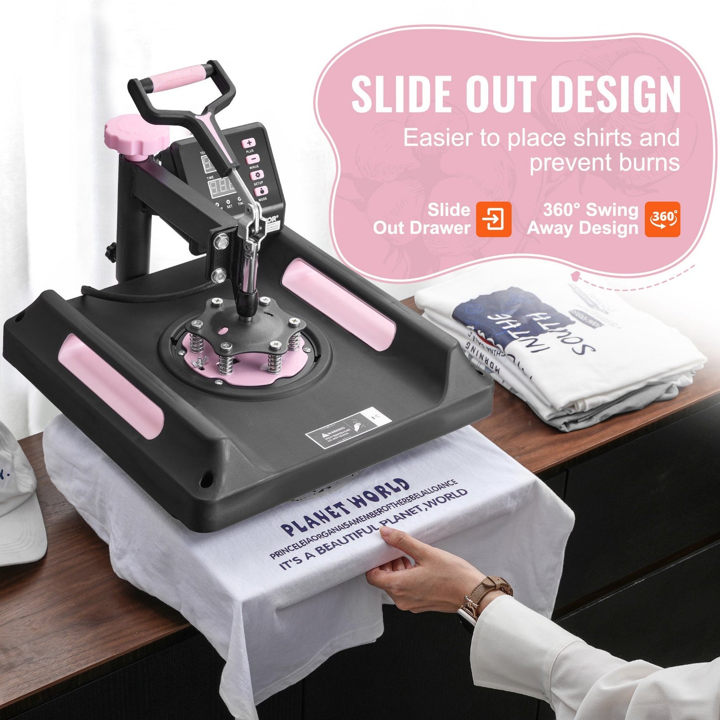 8 i 1 värmepressmaskin 38x38 cm 850,5 g tumlarpress T-shirts svarta