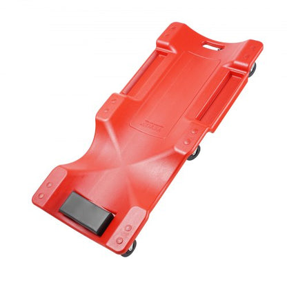 Mekanisk plastkrypvagn, 1016 mm, 158,8 kg kapacitet Rullande garagekrypvagn med gjuten ergonomisk HDPE-kaross, vadderat nackstöd och dubbla verktygsfack, 6 hjul, för garageverkstad, bilreparationer