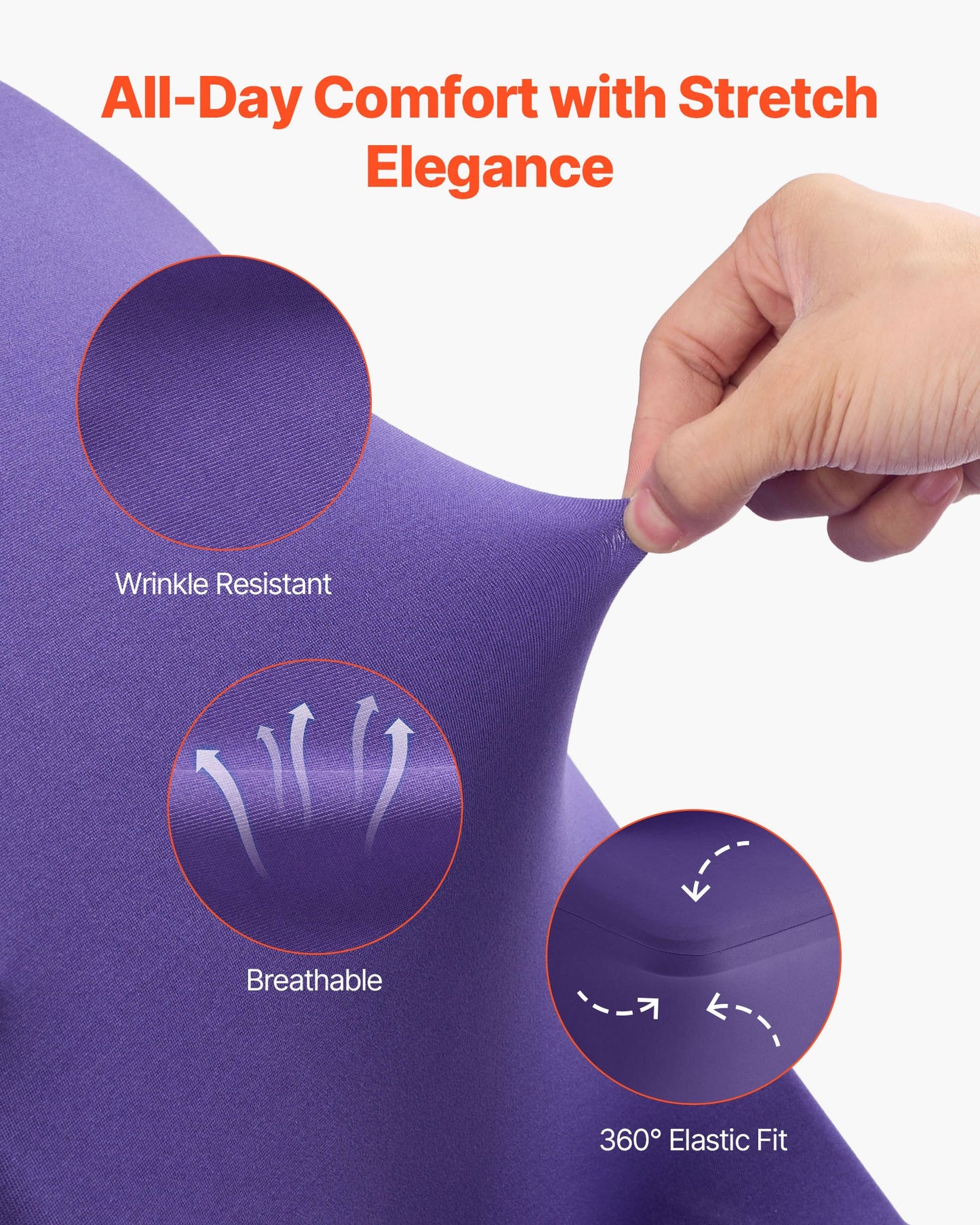 50 st lila stolsöverdrag, polyesterspandex stolsöverdrag, stretchöverdrag för bröllopsfest, middag, bankett, platt front, passar stolsmått upp till 17,72 x 18,11 x 30,31 tum