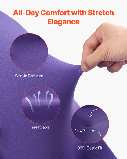 50 st lila stolsöverdrag, polyesterspandex stolsöverdrag, stretchöverdrag för bröllopsfest, middag, bankett, platt front, passar stolsmått upp till 17,72 x 18,11 x 30,31 tum