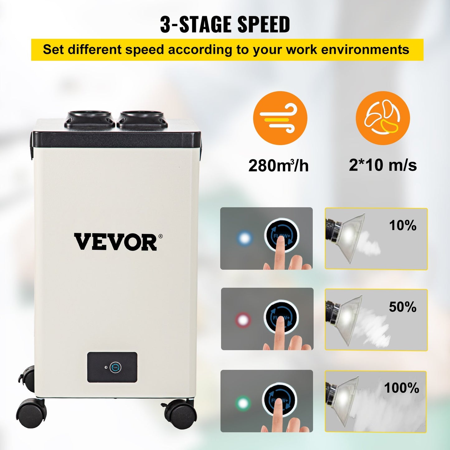 Lödrökssug, 150W 106 CFM rökabsorberare, 3-stegsfilter, 3 hastigheter med slang för lödning, lasergravering och gör-det-själv-svetsning