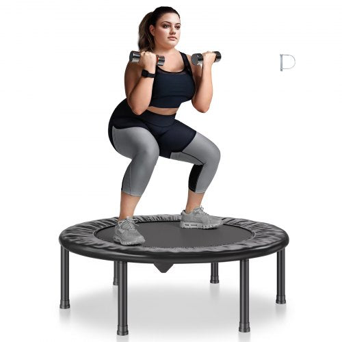 Hopfällbar minitrampolin, 36 tums fitnessrebounder, maxbelastning 90 kg träningstrampolin, stabil och tyst liten träningstrampolin för inomhusbruk, minitrampolin för vuxna inomhus-/trädgårdsträning