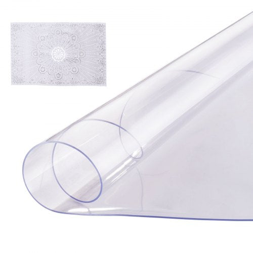Plastbordsskydd, 48 x 48 tum 2,0 mm tjockt genomskinligt bordsskydd, rund PVC-skrivbordsmatta, vattentät och lättrengörande skrivbordsunderlägg, för kontorsbyrå, matbord, nattduksbord
