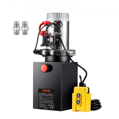 Hydraulpump, 8 liters hydraulaggregat, dubbelverkande släpvagnspump, flödeshastighet 0,91 GPM, maxavlastningstryck 3200 PSI, DC 12V hydraulpump för lyft av släpvagnsbilar