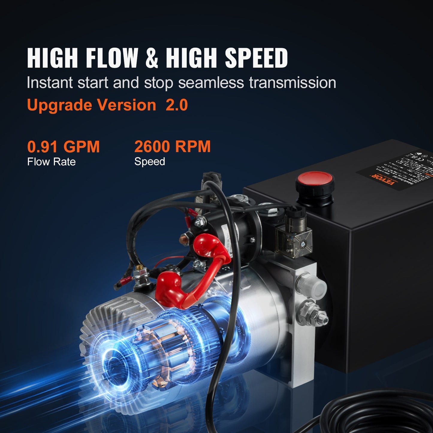 Hydraulpump, 8 liters hydraulaggregat, dubbelverkande släpvagnspump, flödeshastighet 0,91 GPM, maxavlastningstryck 3200 PSI, DC 12V hydraulpump för lyft av släpvagnsbilar