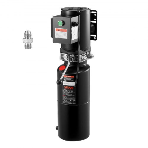Hydraulpumpsaggregat, AC 220V, 10 liters enkelverkande hydraulaggregat, 6,3 l/min oljeflöde, max. utloppstryck 22 MPa för dumper, bilverkstad, billyftplattformar, svart